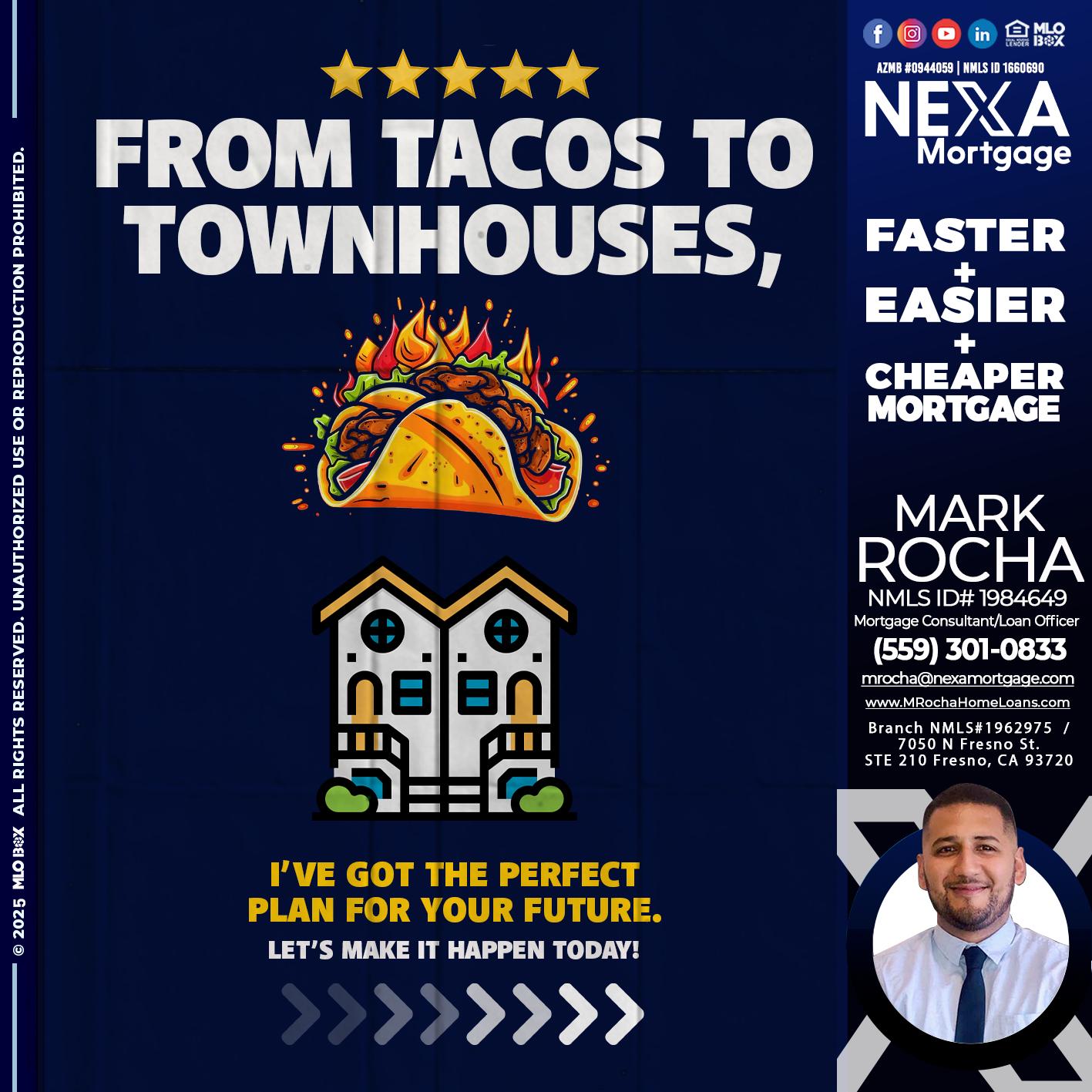 from tacos to townhomes - Mark Anthony Rocha -Loan Officer