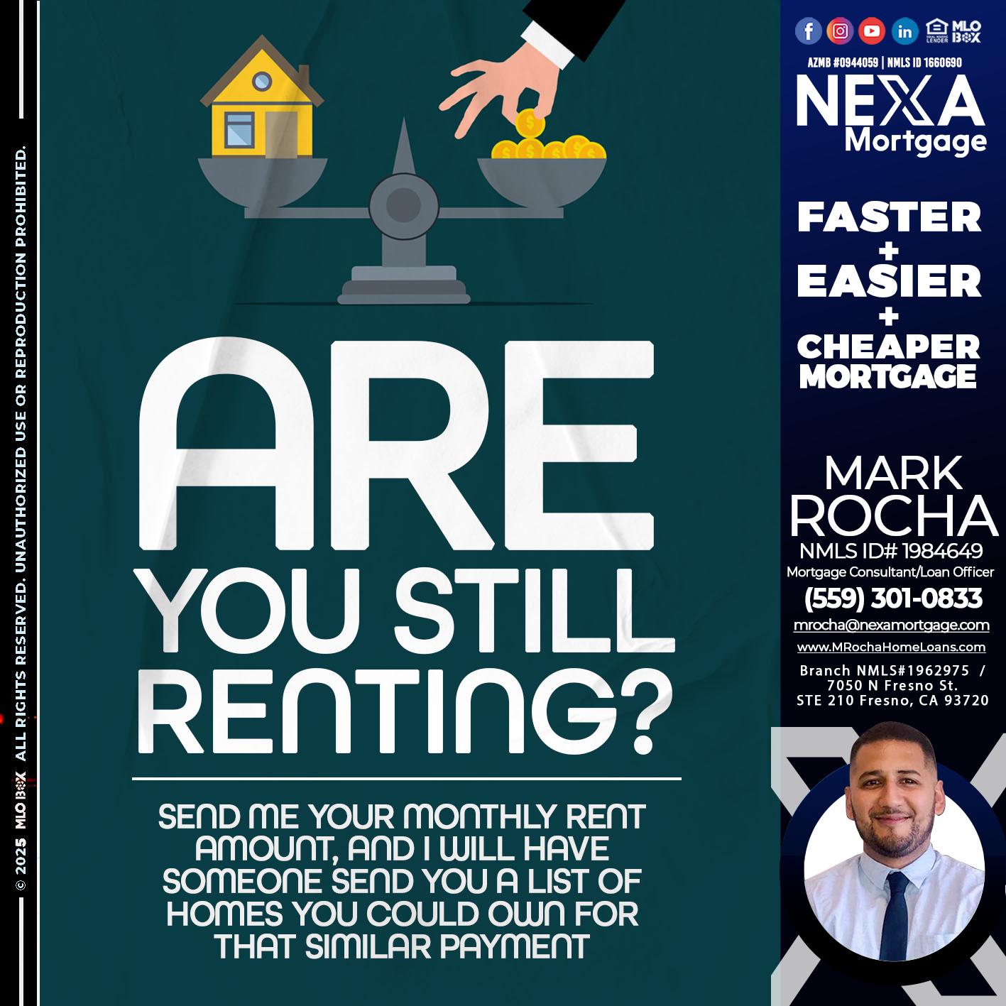 ARE YOU STILL RENTING? - Mark Anthony Rocha -Loan Officer